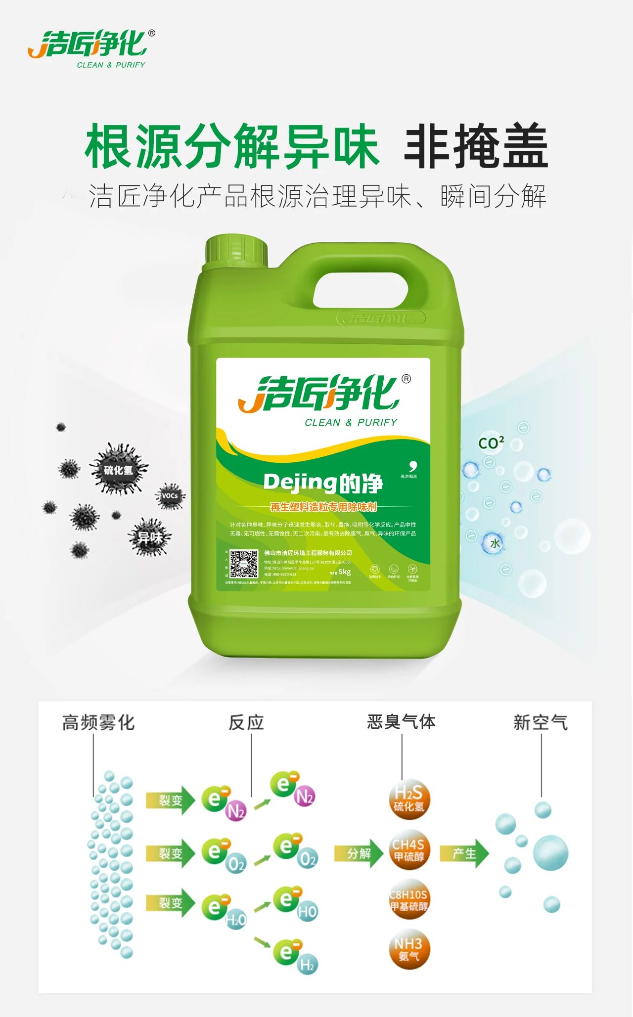 再生塑料造粒生產(chǎn)如何除臭？Dejing的凈除臭劑一站式解決方案！.jpg